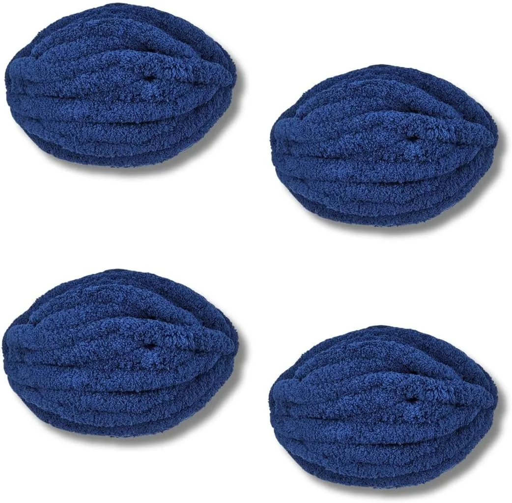 Chunky Yarn No7 Thick Yarn, 250 Grams 32 Yards (Dark Blue, Pack of 4)