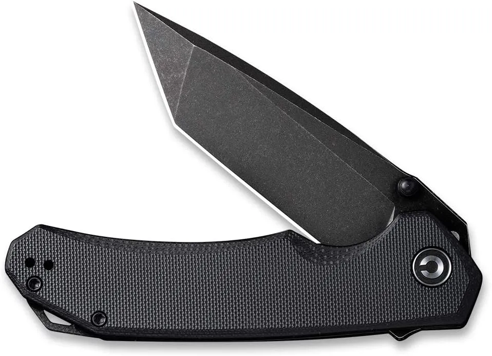 CIVIVI Brazen Folding Pocket Knife,3.5-Inch Tanto D2 Plain Blade,G-10 Outdoor Camping Hiking Knife with Thumb Studs and Flipper opener,Unique Tool Gift for EDC Men Women C2023C (Black)