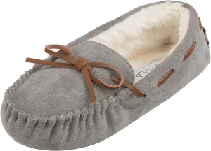 CLOVERLAY Women's Moccasin Faux Fur Suede Moccasins Comfy Soft Indoor Outdoor Slippers Flat Loafer Moccasin