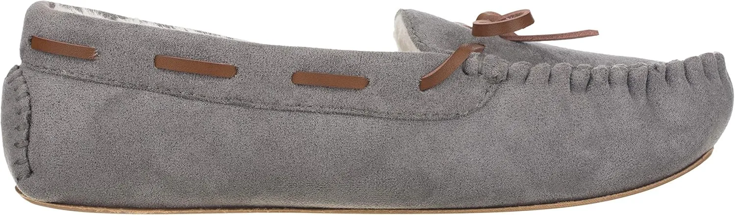 CLOVERLAY Women's Moccasin Faux Fur Suede Moccasins Comfy Soft Indoor Outdoor Slippers Flat Loafer Moccasin