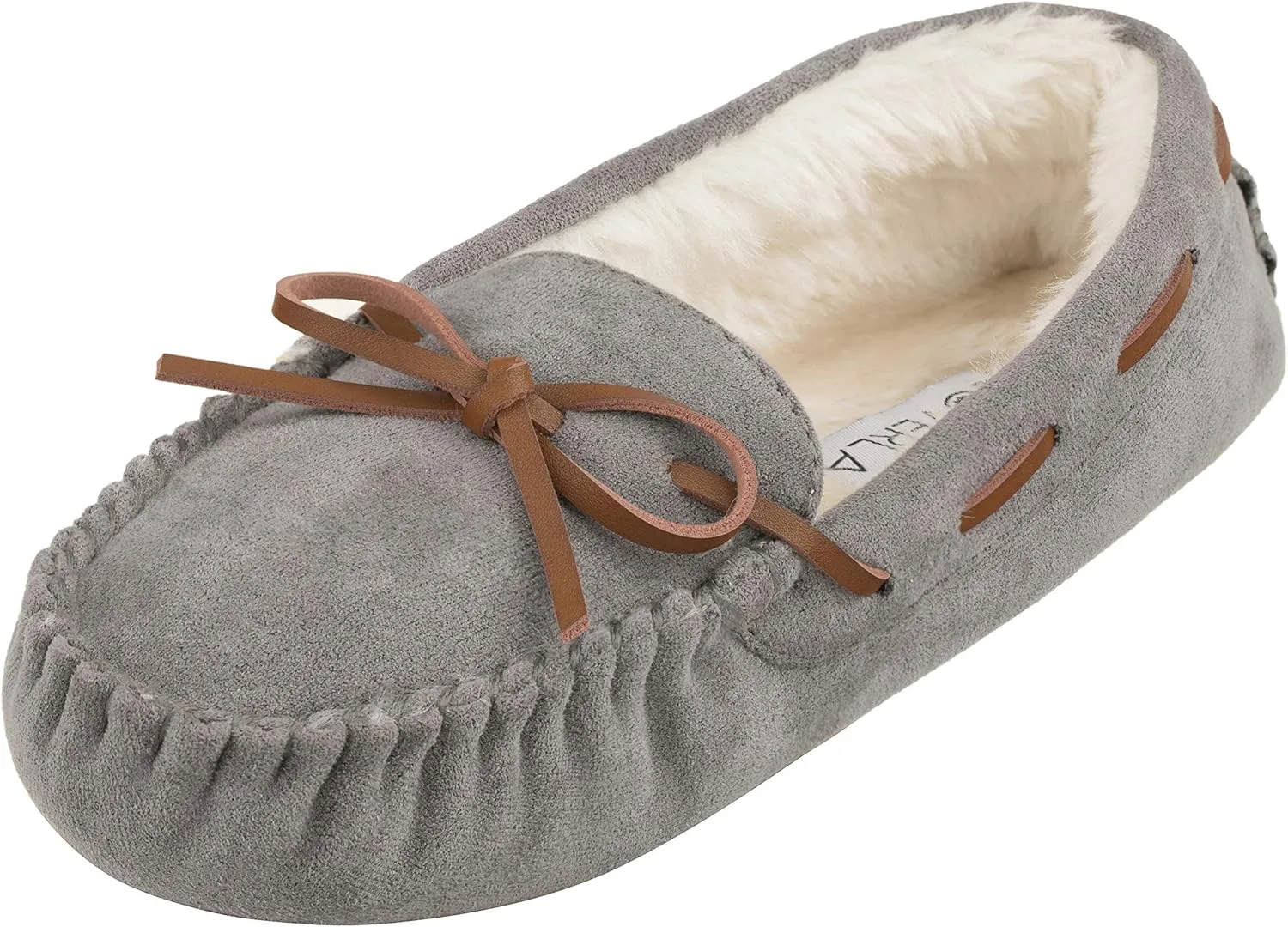 CLOVERLAY Women's Moccasin Faux Fur Suede Moccasins Comfy Soft Indoor Outdoor Slippers Flat Loafer Moccasin