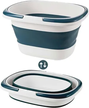 Collapsible wash Basin Folding Wash Basin with Handle Portable Mop Bucket Washbasin Plastic Foldable Foot Basin Travel Outdoor Camp Car Washing Basins(Blue,US-Size L)