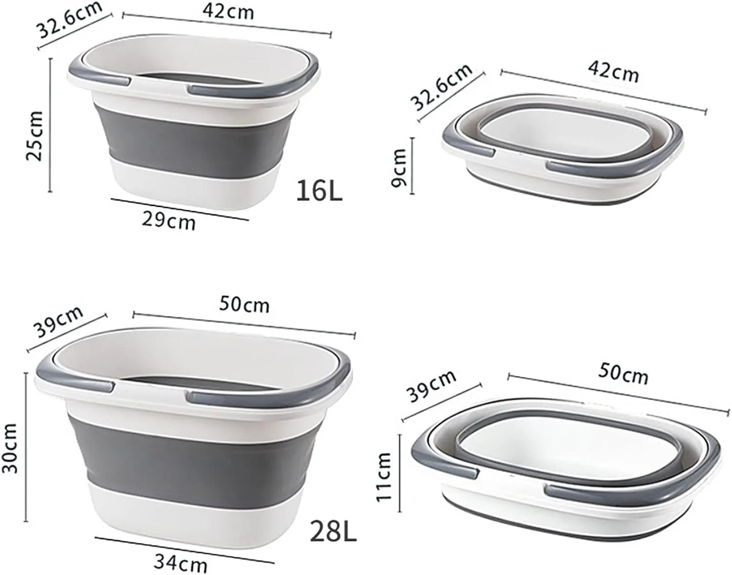 Collapsible wash Basin Folding Wash Basin with Handle Portable Mop Bucket Washbasin Plastic Foldable Foot Basin Travel Outdoor Camp Car Washing Basins(Blue,US-Size L)