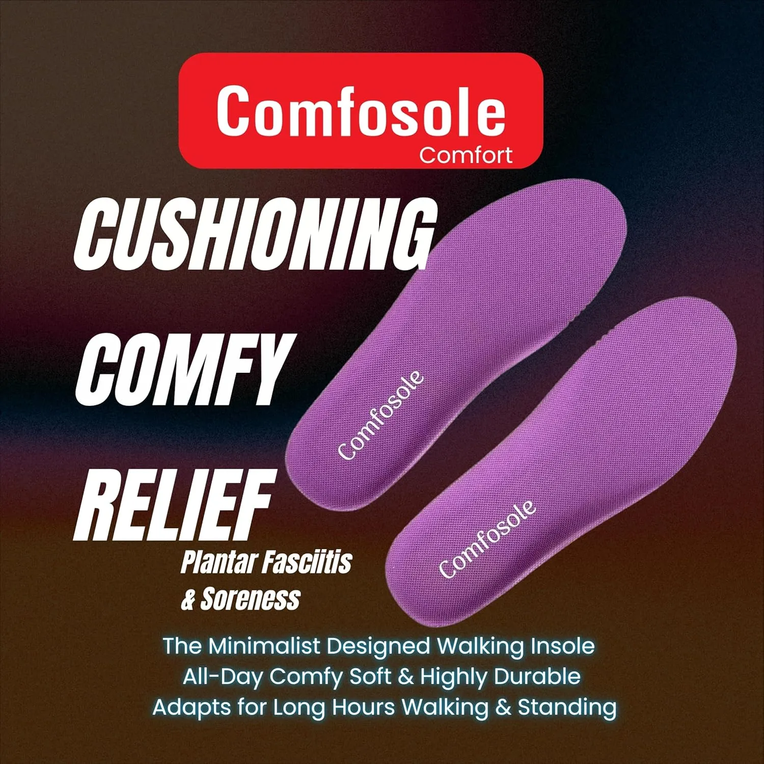 Comfort Insoles Men Women 255 Premium Soft Cushioning and Arch Support for Long Hours Walking