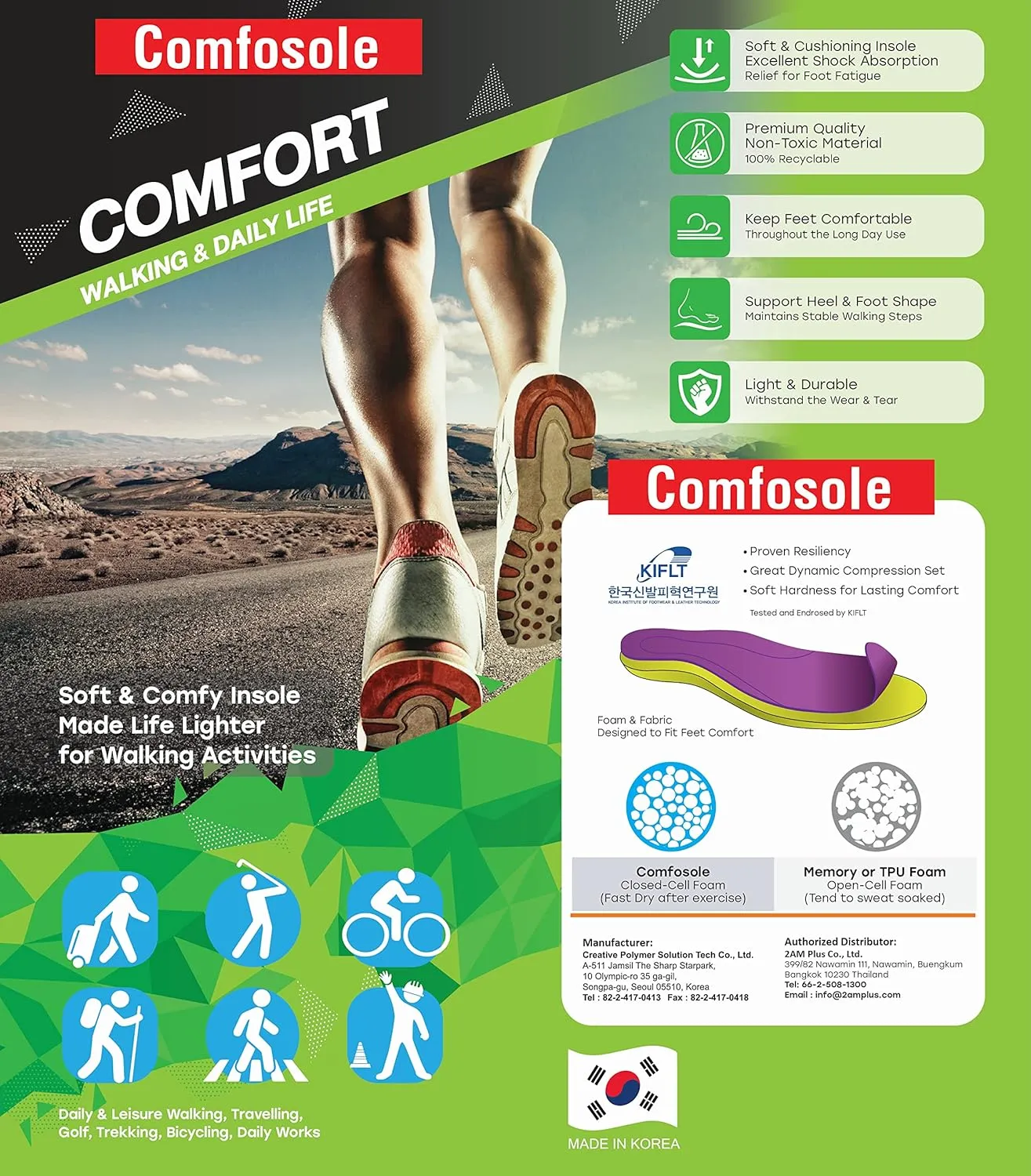 Comfort Insoles Men Women 255 Premium Soft Cushioning and Arch Support for Long Hours Walking