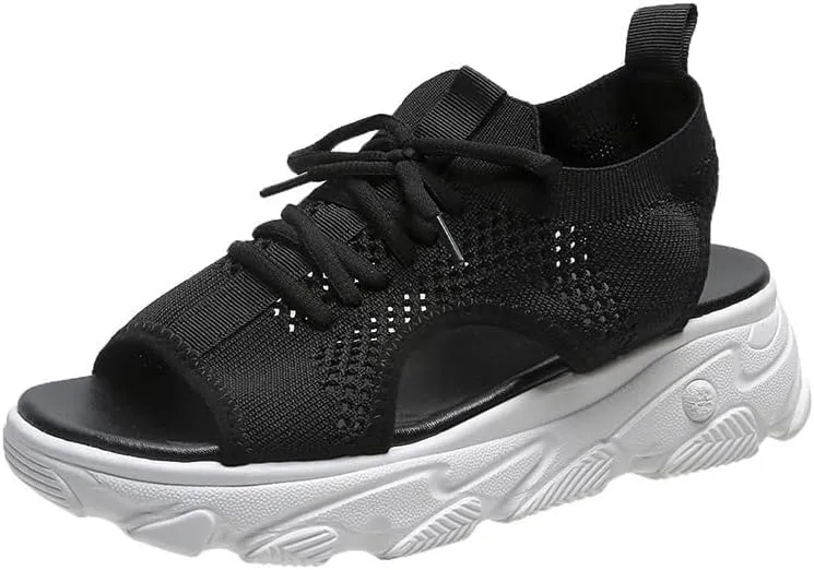 Comfortable Orthopedic Sport Sandals for Women Knit Mesh Walking Shoes Washable Slingback Sandals Fish Mouth Sneakers