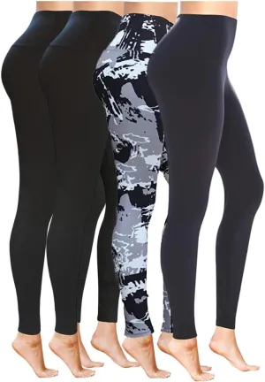 COMFY FOREVER Leggings for Women W/5' High Waist Tummy Control Ankle Length Pants Bundles
