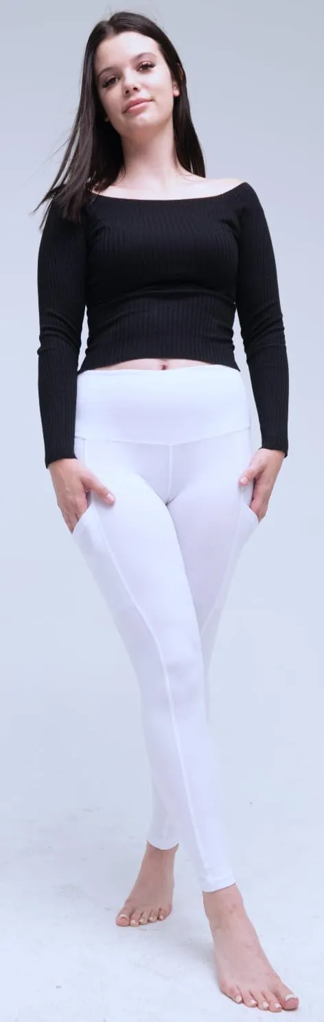 COMFY FOREVER Pocket Leggings for Women W/5' High Waist Tummy Control Ankle Length Pants