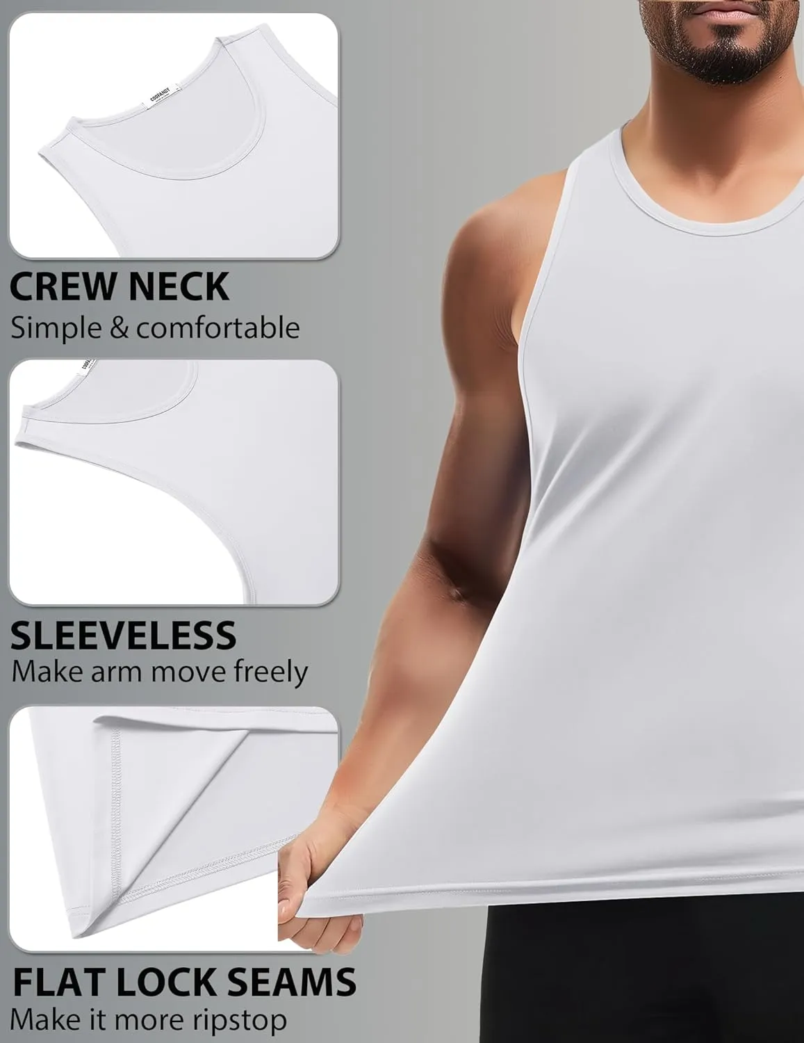 COOFANDY Mens Tank Top UPF 50  Quick Dry Sleeveless Shirts Summer Workout Muscle T Shirt Cool Swim Beach Top