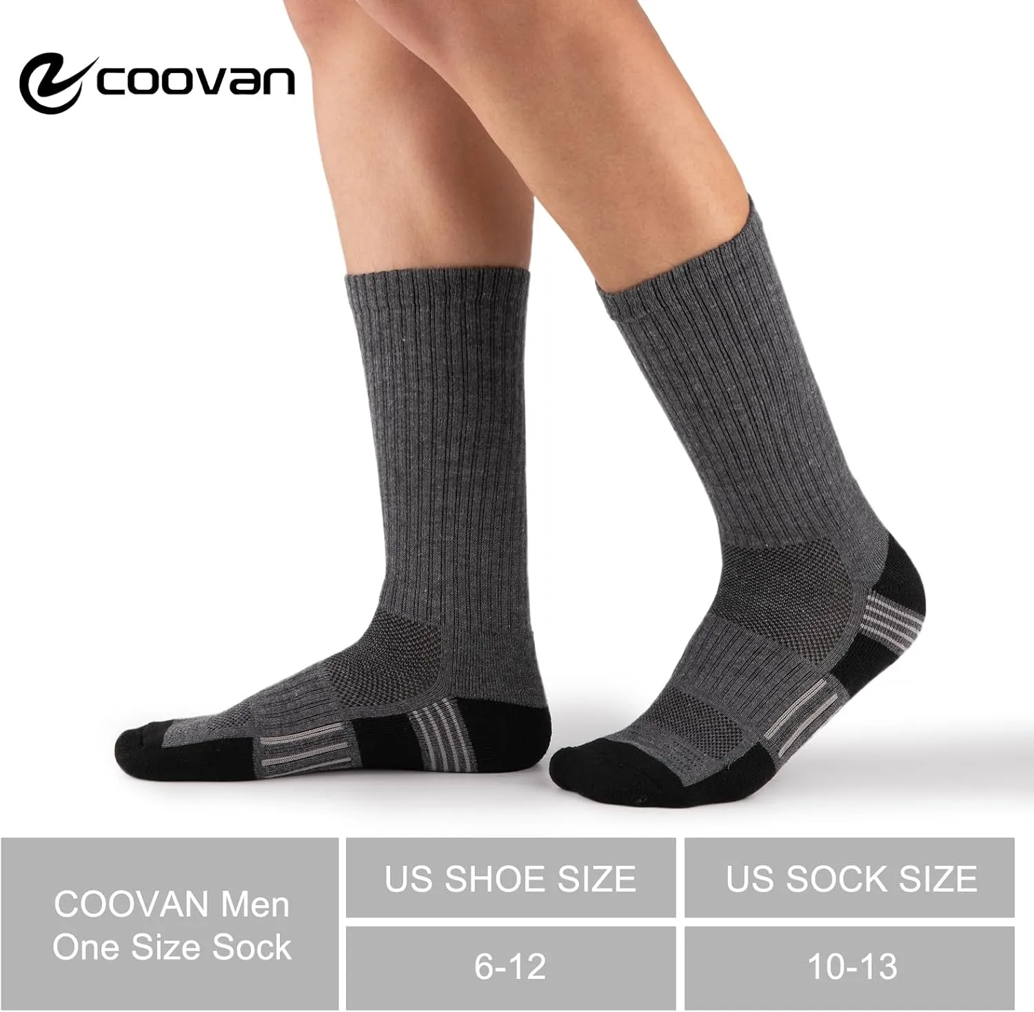 COOVAN 8 Pairs Mens Crew Socks Cushioned Moisture Wicking Athletic Heavy Duty Work Sport Breathable Training Socks
