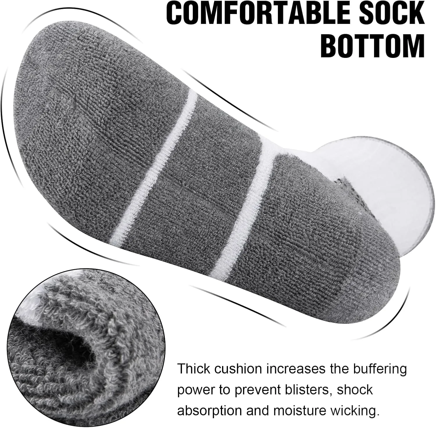 COOVAN Mens Cotton Crew Socks Moisture Wicking Cushioned Athletic Heavy Duty Work Boot Socks 6 Pairs