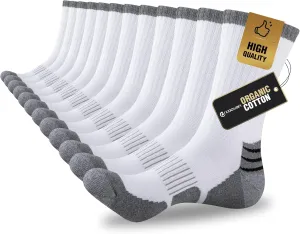 COOVAN Mens Cotton Crew Socks Moisture Wicking Cushioned Athletic Heavy Duty Work Boot Socks 6 Pairs