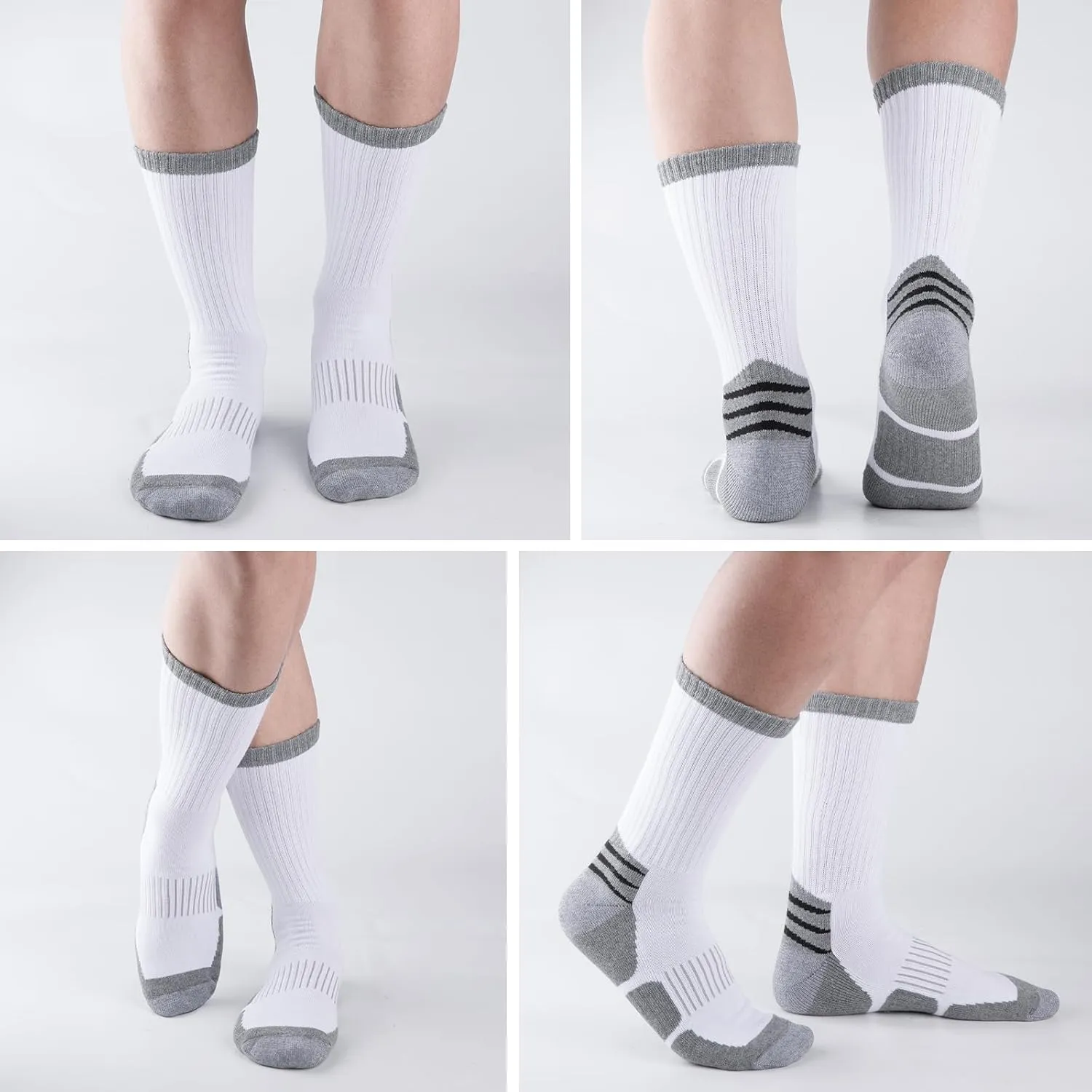 COOVAN Mens Cotton Crew Socks Moisture Wicking Cushioned Athletic Heavy Duty Work Boot Socks 6 Pairs