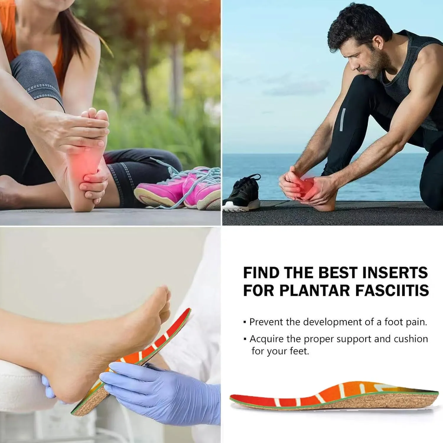 Cork Insoles Men/Women for Flat Feet（2 Pairs）, Arch Support Inserts for Plantar Fasciitis Relief Women Men ZHZU Running Shoe Pad for Standing All Day, Easy Trim & Anti-Crack S(EUR37-39)