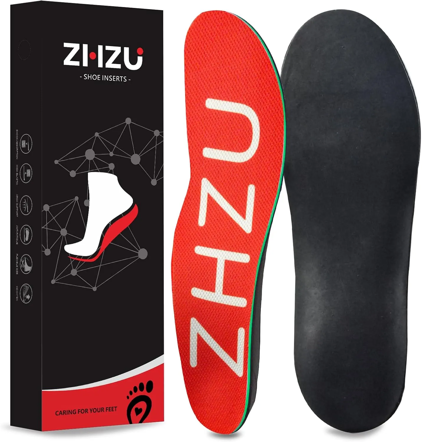 Cork Insoles Men/Women for Flat Feet（2 Pairs）, Arch Support Inserts for Plantar Fasciitis Relief Women Men ZHZU Running Shoe Pad for Standing All Day, Easy Trim & Anti-Crack S(EUR37-39)