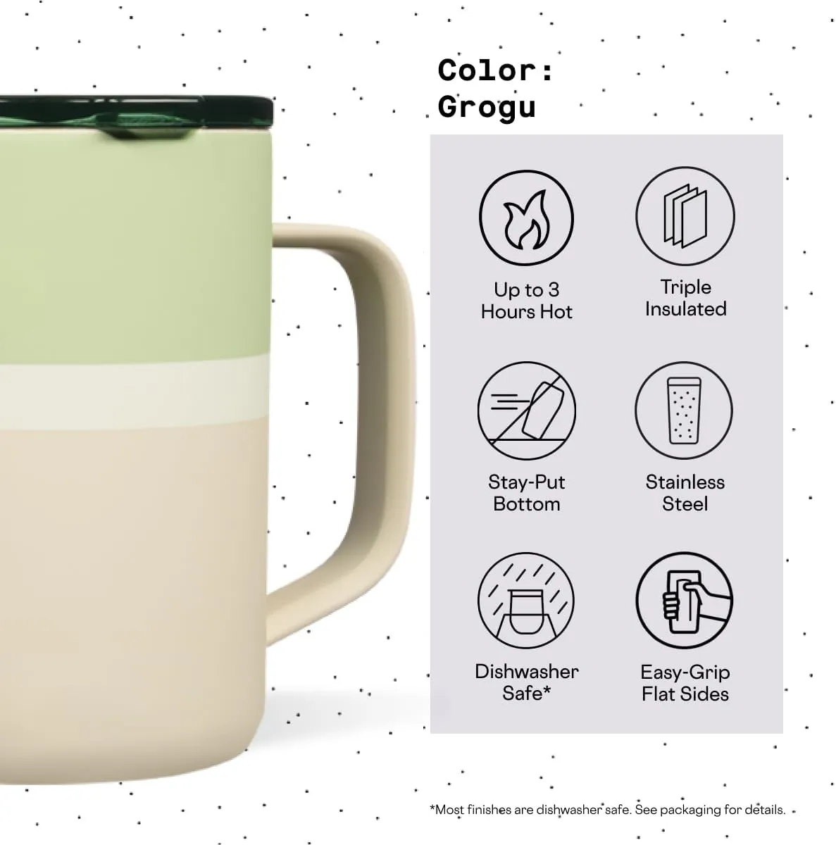 Corkcicle Star Wars Grogu Baby Yoda Insulated Coffee Mug, Triple Insulated Stainless Steel, Easy Grip, Non-slip Bottom, Keeps Beverages Chilled for 9 Hours, Reusable Cup, 16 oz