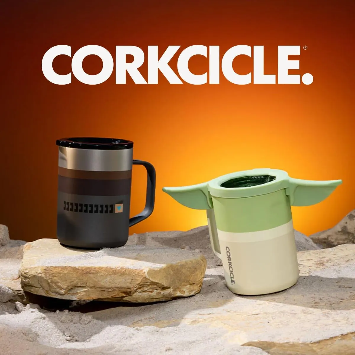 Corkcicle Star Wars Grogu Baby Yoda Insulated Coffee Mug, Triple Insulated Stainless Steel, Easy Grip, Non-slip Bottom, Keeps Beverages Chilled for 9 Hours, Reusable Cup, 16 oz