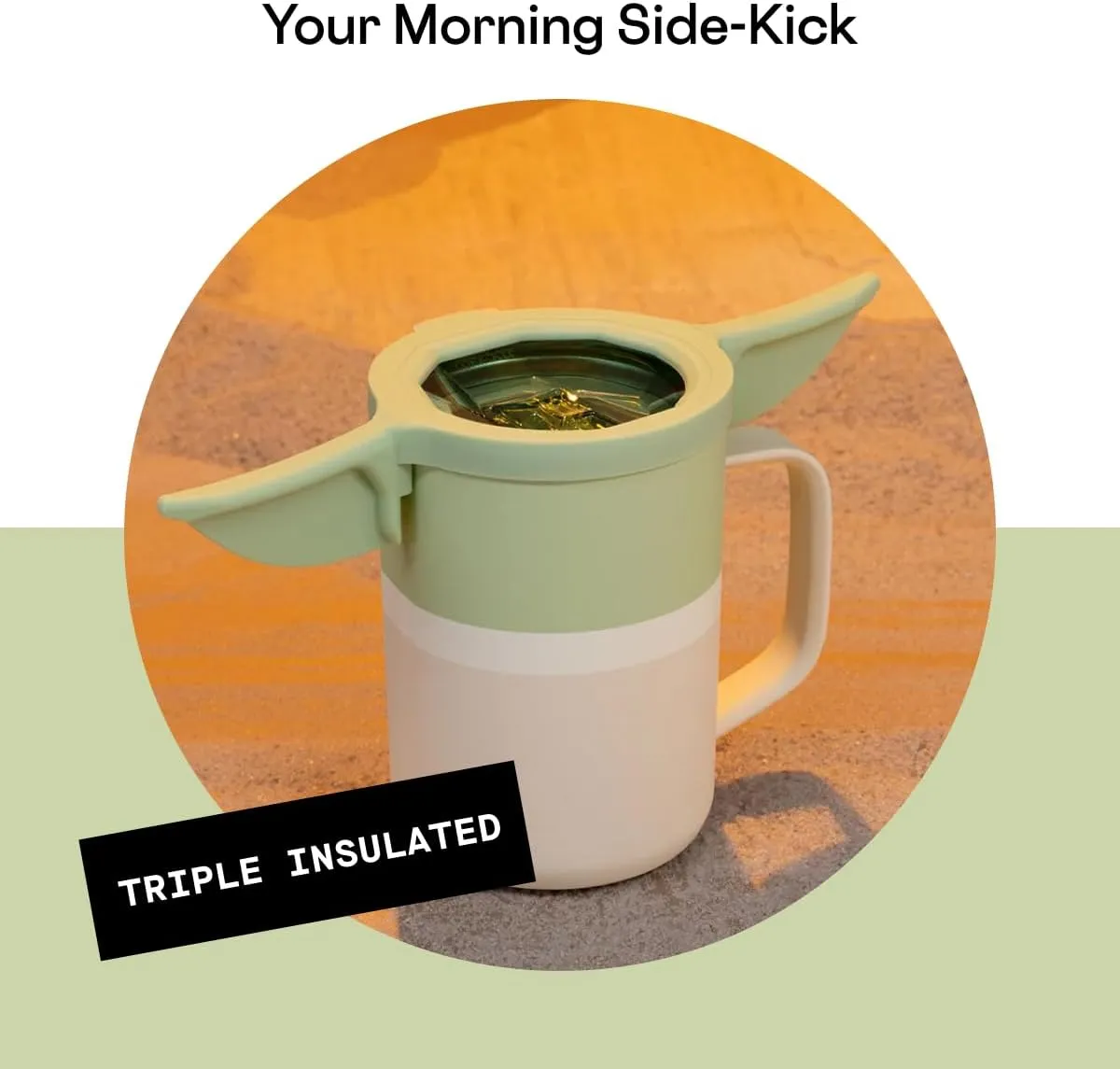 Corkcicle Star Wars Grogu Baby Yoda Insulated Coffee Mug, Triple Insulated Stainless Steel, Easy Grip, Non-slip Bottom, Keeps Beverages Chilled for 9 Hours, Reusable Cup, 16 oz