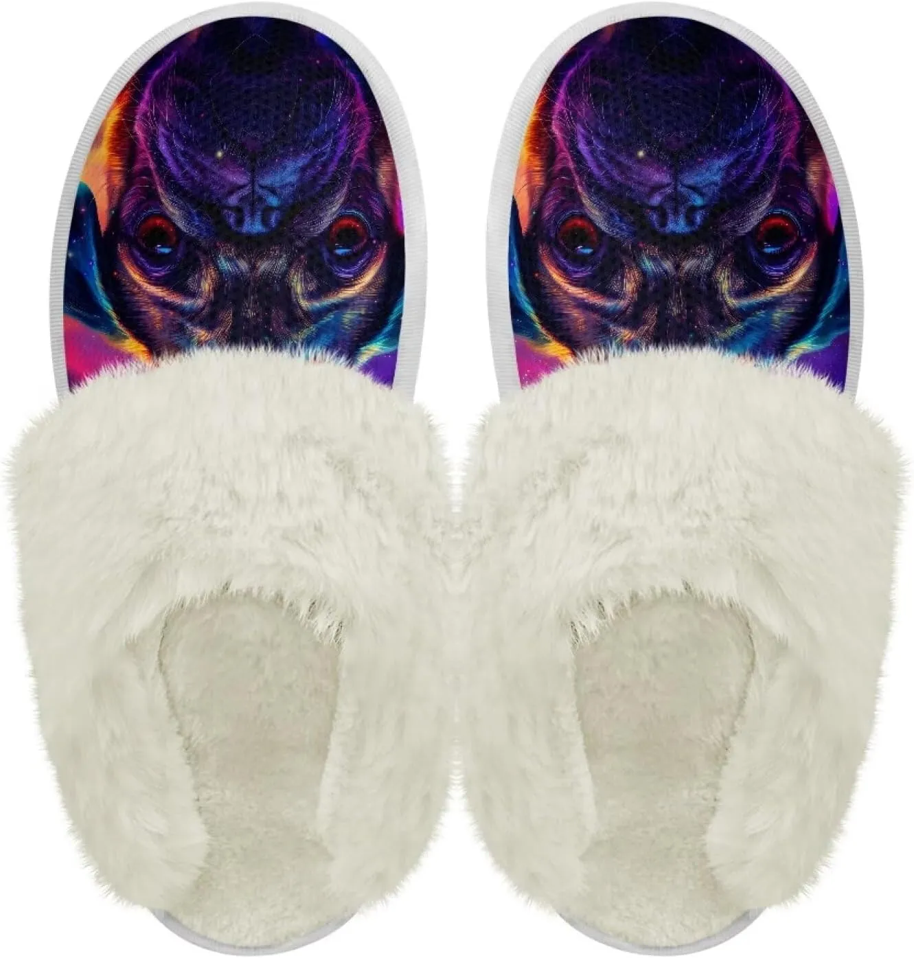 Cotton Shoes for Womens Lightweight Soft Flat Slippers House Slippers Easy On/Off Bedroom Shoes with Rubber Sole Faux Fur Lined Slide Sandals