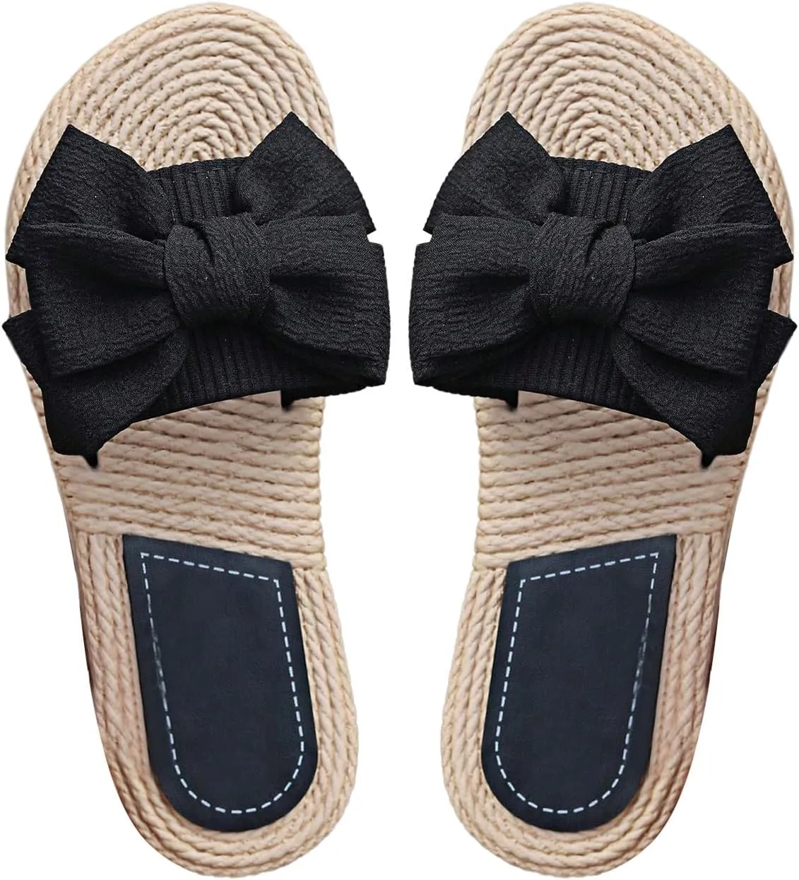 COZYEASE Women's Bow Knot Open Toe Flat Sandals Comfy Elegant Slip Ons Wedding Flats