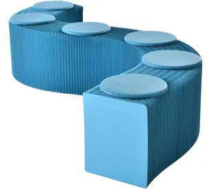 Craft Paper Stool with Round Cushion - Folded Like A Book for Space Saving - Foot Stool Rest - Extra Seat for Living Room, Bedroom, Strudy, Bookstore, Dressing Room