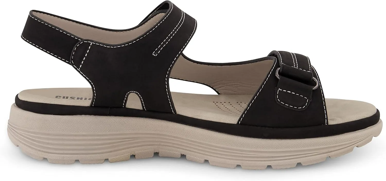 CUSHIONAIRE Women's Magee comfort footbed outdoor sandal with adjustable strap and  Memory Foam, Wide Widths Available
