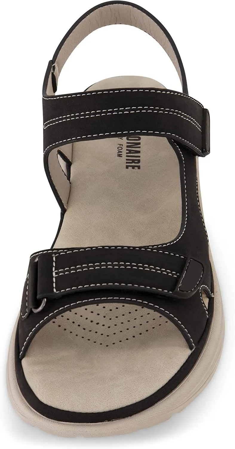 CUSHIONAIRE Women's Magee comfort footbed outdoor sandal with adjustable strap and  Memory Foam, Wide Widths Available