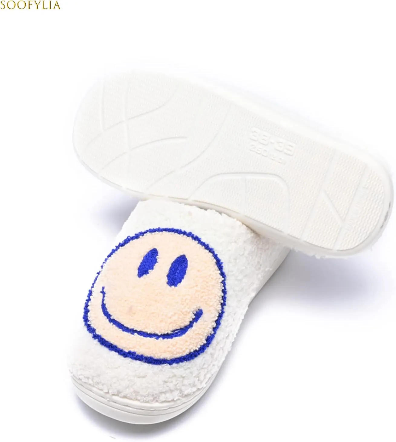Cute Smile Face Slippers for Women and Men,Soft Plush Comfy Warm Couple Slip-On House Happy Face Slippers For Winter Indoor Outdoor Smile Slippers Non-slip Fuzzy Flat Slides