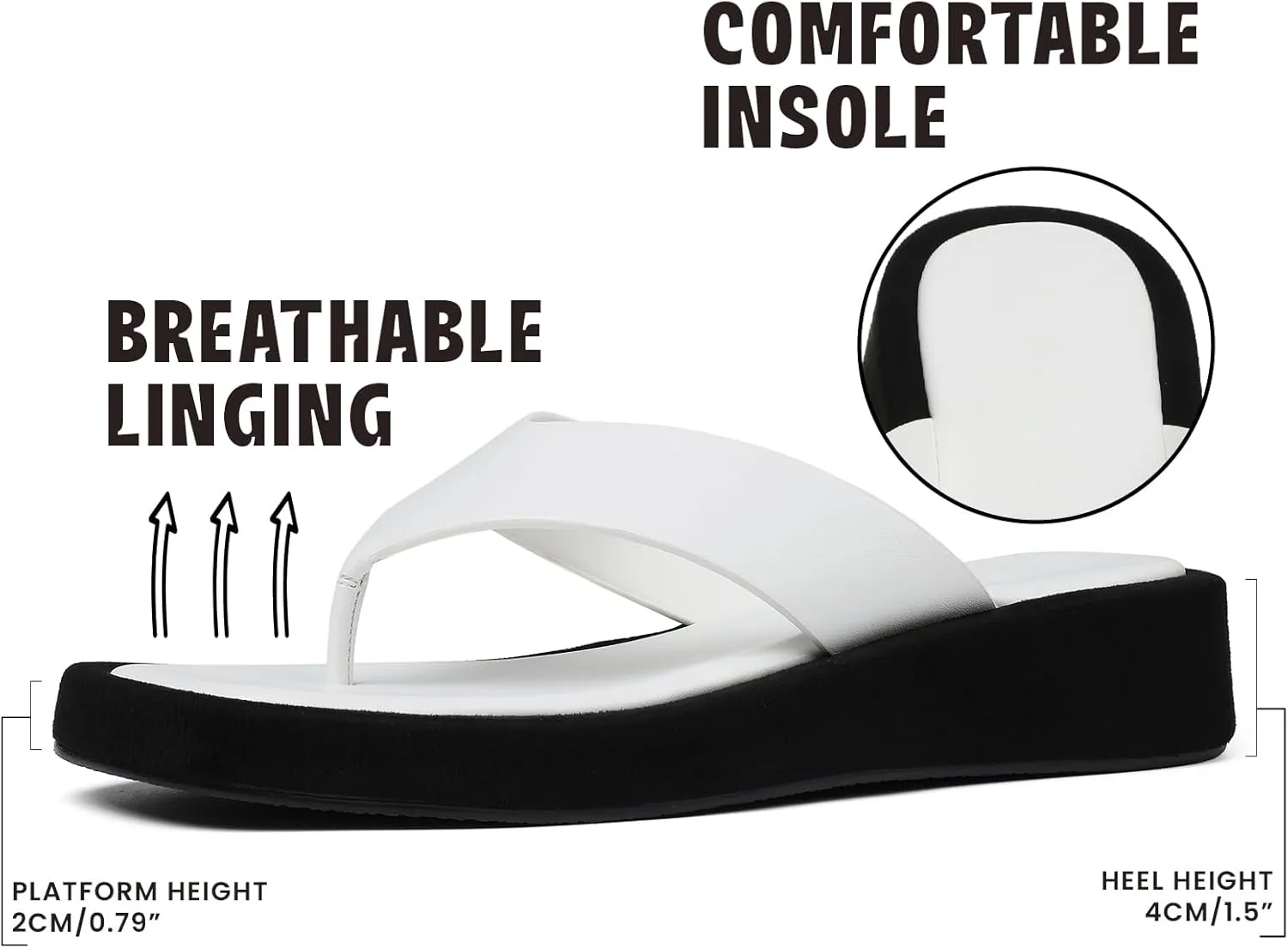 CYNLLIO Slides for Women Slip on Flip Flops Sandals Casual Thongs Platform Wedges Sandals Summer Beach Shoes Comfy Walking Flats Shoes Outdoor Slippers