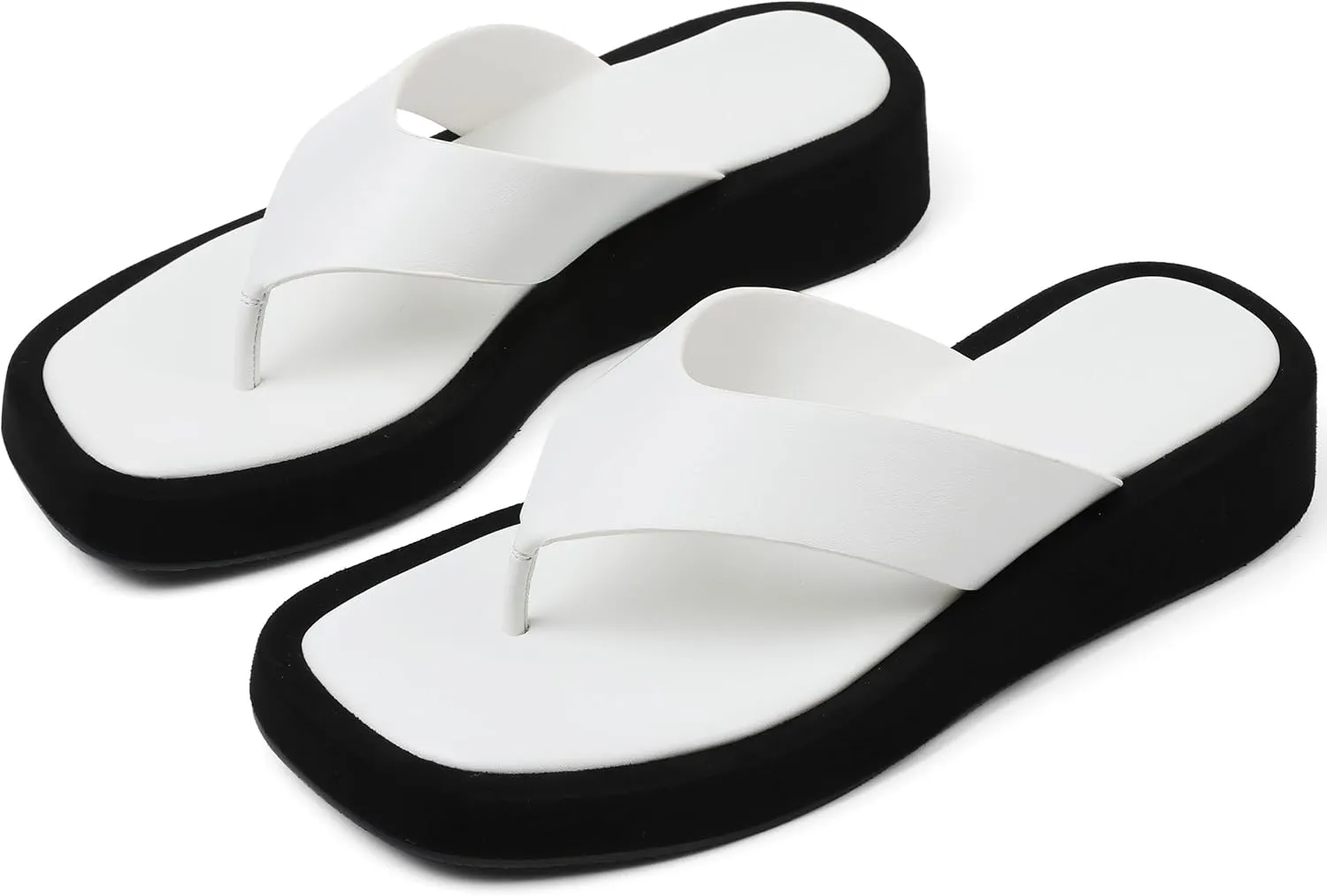 CYNLLIO Slides for Women Slip on Flip Flops Sandals Casual Thongs Platform Wedges Sandals Summer Beach Shoes Comfy Walking Flats Shoes Outdoor Slippers
