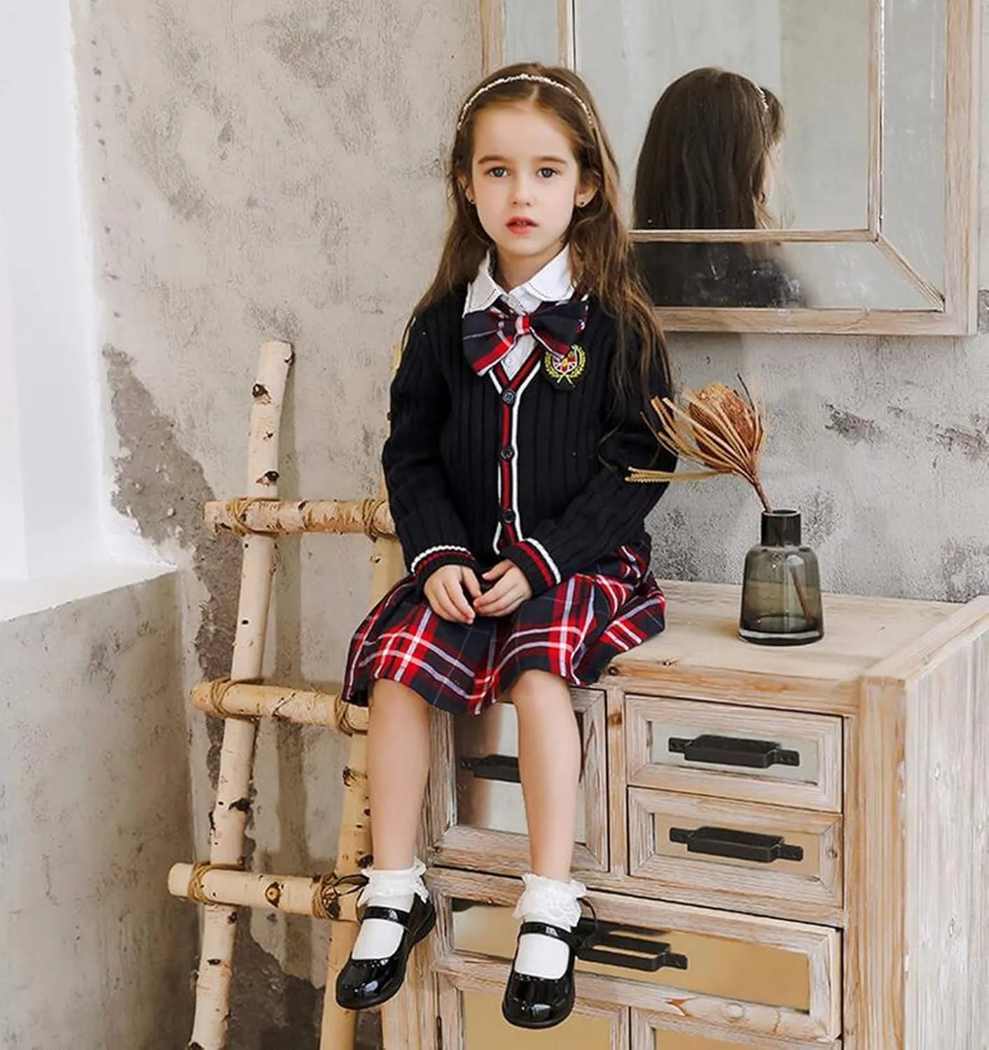 DADAWEN Girl's Strap School Uniform Dress Shoe Mary Jane Flat (Toddler/Little Kid/Big Kid)