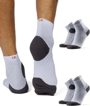 DANISH ENDURANCE Anti-Friction Running Socks, Grip Pads, Lightweight, Cushioned, Unisex, 2-Pack
