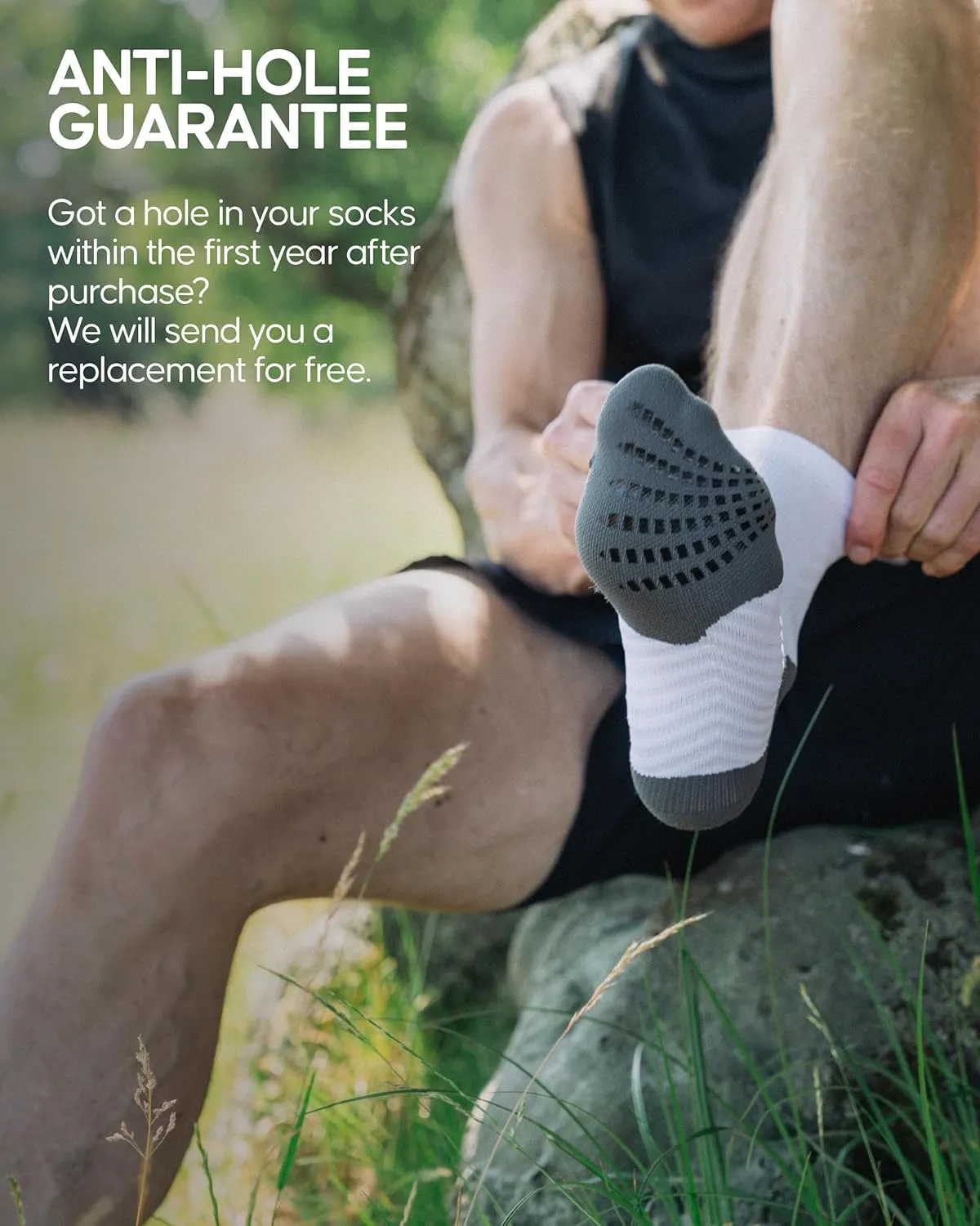 DANISH ENDURANCE Anti-Friction Running Socks, Grip Pads, Lightweight, Cushioned, Unisex, 2-Pack