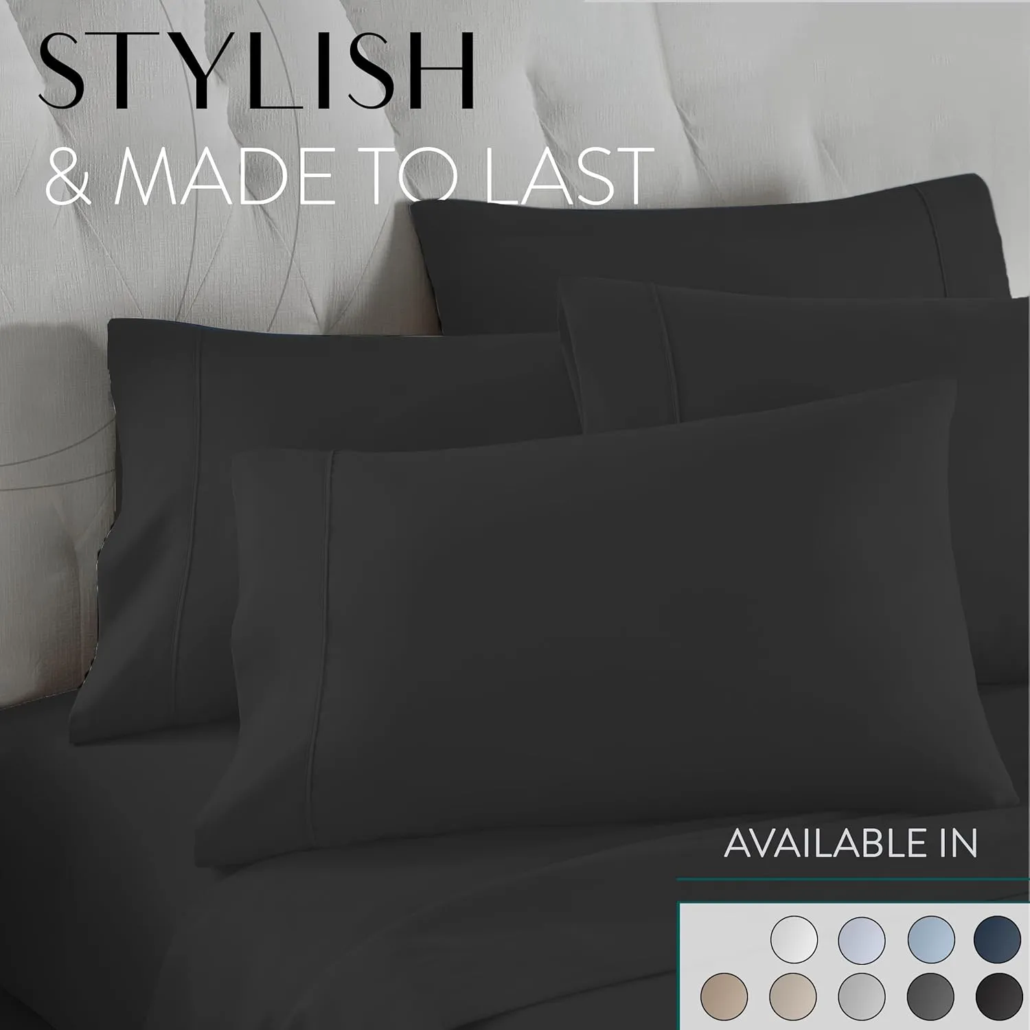 Danjor Linens Queen Sheet Set 6 Piece Hotel Quality Bed Sheet w/ 4 Pillowcases - Microfiber Sheet Sets with Deep Pockets, Breathable Cooling Wrinkle Free, Machine Washable for Queen Size Bed, Black