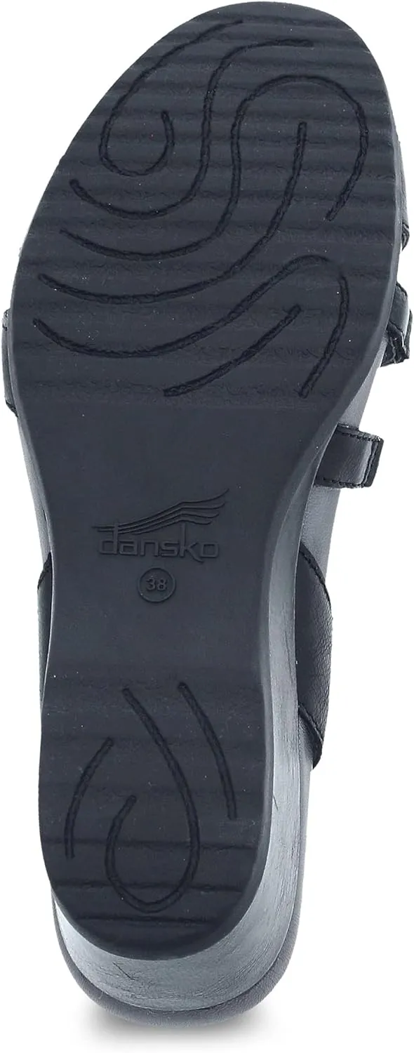 Dansko Addyson Wedge Sandal for Women – Cushioned, Contoured Footbed for All-Day Comfort and Support – Adjustable Hook & Loop Strap with Buckle Detail – Lightweight Rubber Outsole
