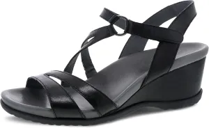 Dansko Addyson Wedge Sandal for Women – Cushioned, Contoured Footbed for All-Day Comfort and Support – Adjustable Hook & Loop Strap with Buckle Detail – Lightweight Rubber Outsole