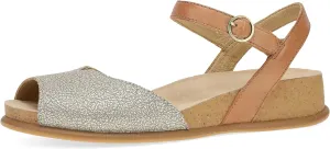Dansko Cass Peep-Toe Wedge Sandal for Women -Low Profile Wedge with Arch Support, Adjustable Fit for Walking Comfort