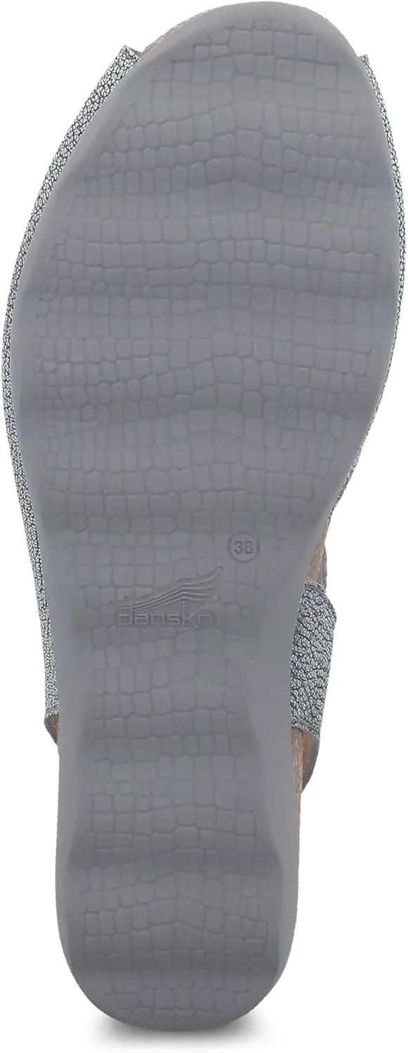 Dansko Marcy Slip-On Wedge Sandal for Women - Comfortable Wedge Shoes with Arch Support -Adjustable Hook & Loop Strap - Versatile Casual to Dressy Footwear - Lightweight Rubber Outsole