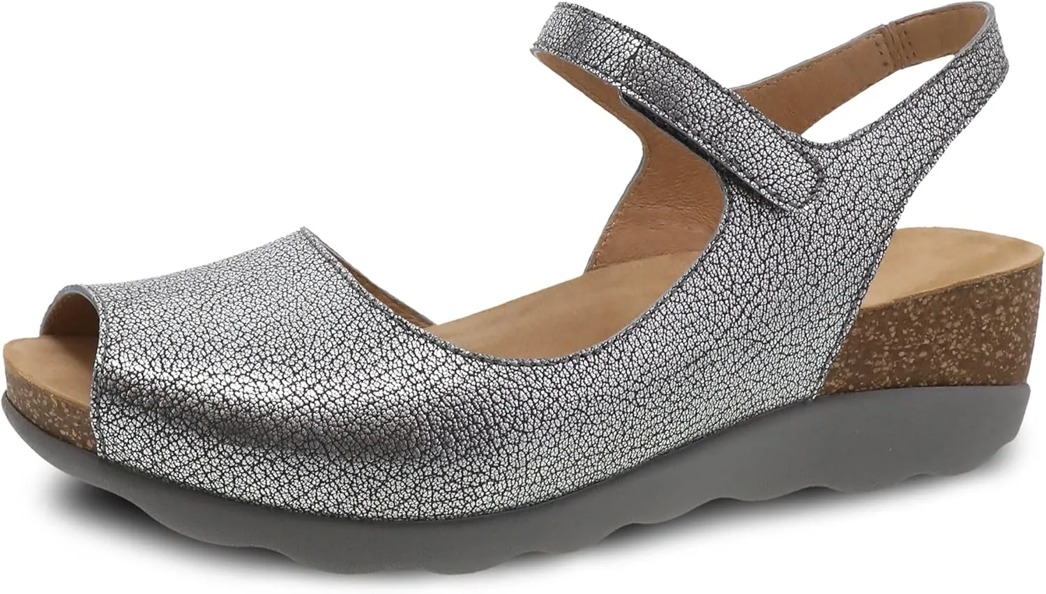 Dansko Marcy Slip-On Wedge Sandal for Women - Comfortable Wedge Shoes with Arch Support -Adjustable Hook & Loop Strap - Versatile Casual to Dressy Footwear - Lightweight Rubber Outsole