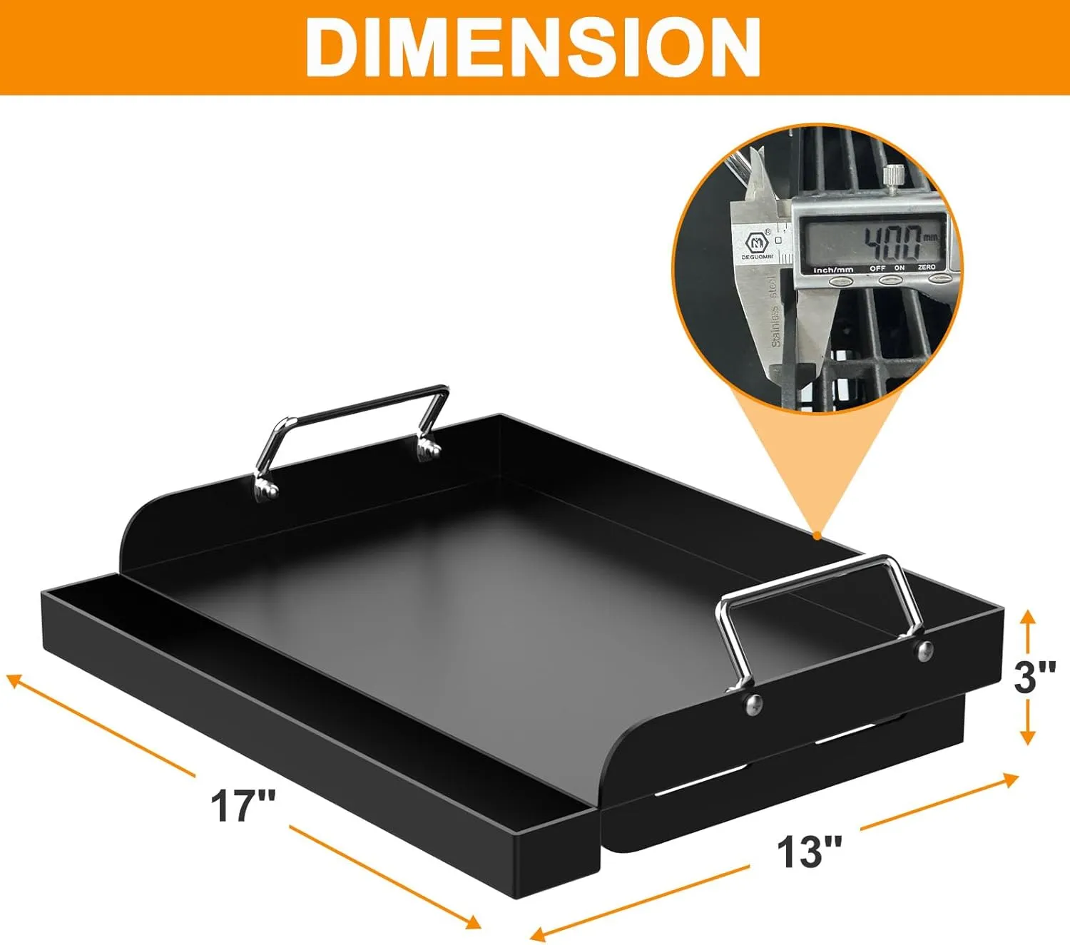 DcYourHome Universal Griddle Insert for Gas Grill/Gas Stove, Nonstick Carbon Steel Flat Top Griddle Plate for Camp Chef, Nexgrill, Kenmore Etc. All Gas Grills, Flat Top for Stove 4 Burner 17" x 13"