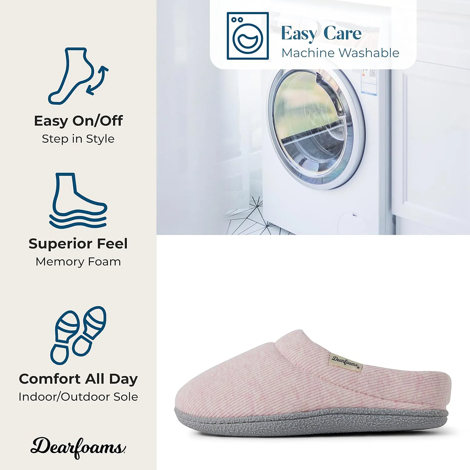 Dearfoams Women's Lacey Memory Foam Comfort Easy On/Off Clog Slipper