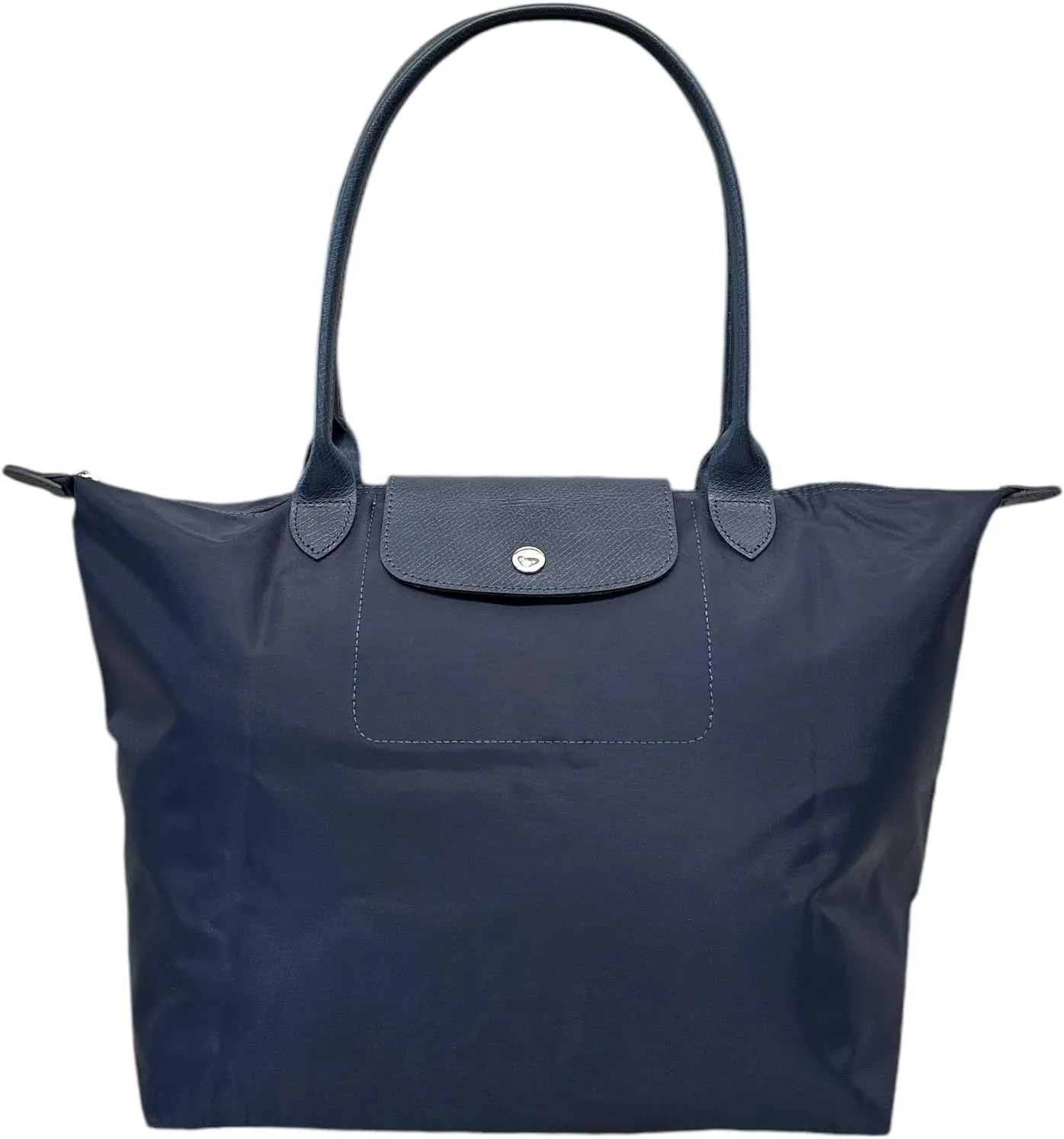 Designer-like Tote | Genuine Leather Trimming | Foldable | Nylon | Lightweight | Zipper Closure | Flat Inside Pockets