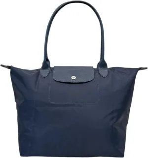 Designer-like Tote | Genuine Leather Trimming | Foldable | Nylon | Lightweight | Zipper Closure | Flat Inside Pockets
