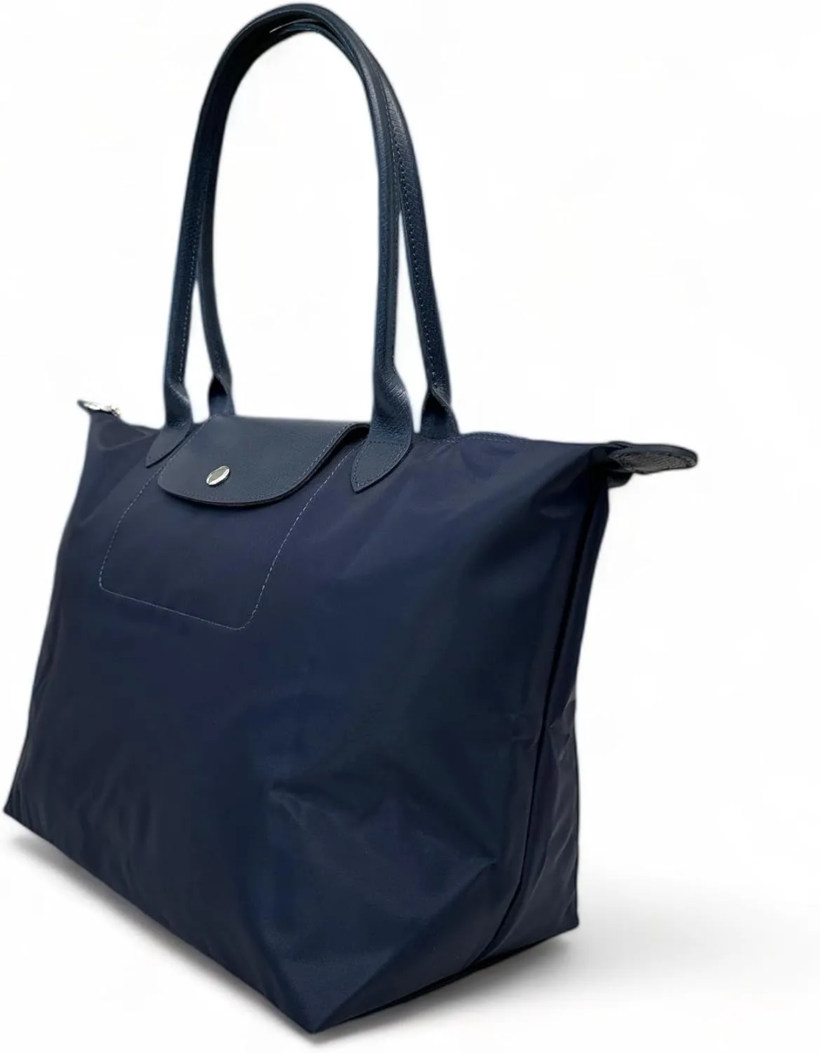 Designer-like Tote | Genuine Leather Trimming | Foldable | Nylon | Lightweight | Zipper Closure | Flat Inside Pockets