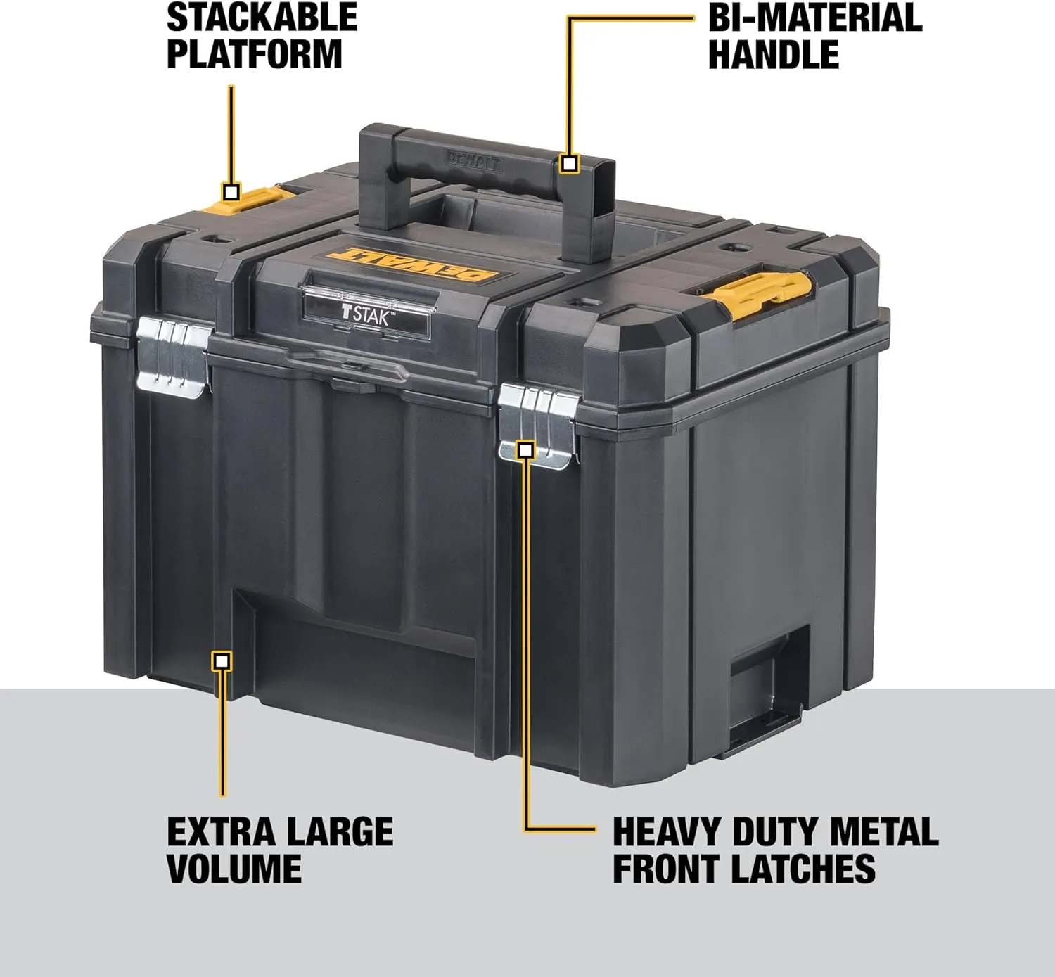 DEWALT TSTAK Tool Box, Extra Large Design, Removable Tray for Easy Access to Tools, Water and Debris Resistant (DWST17806)