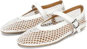 DOEYG Mesh Ballet Flats for Women Buckle Strap Comfy Casual Office Fishnet Ballerina Flat Shoes