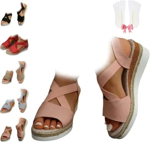 Dotmalls Wedge Sandals, Summer Flat Wedge Heel Fish Mouth Casual Women's Sandals,Comfy Orthotic Sandals for Women