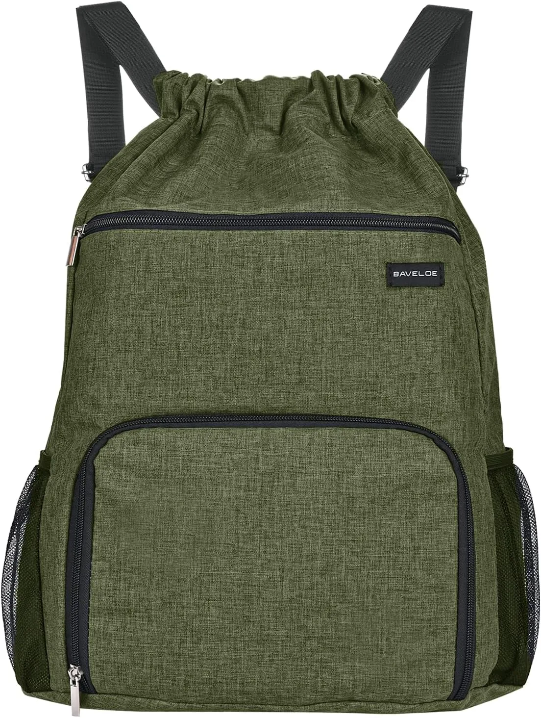 Drawstring Backpack with Wet Pocket & Shoe Compartment, Water-Resistant Sports Gym Swim String Bag for Women Men(Green)