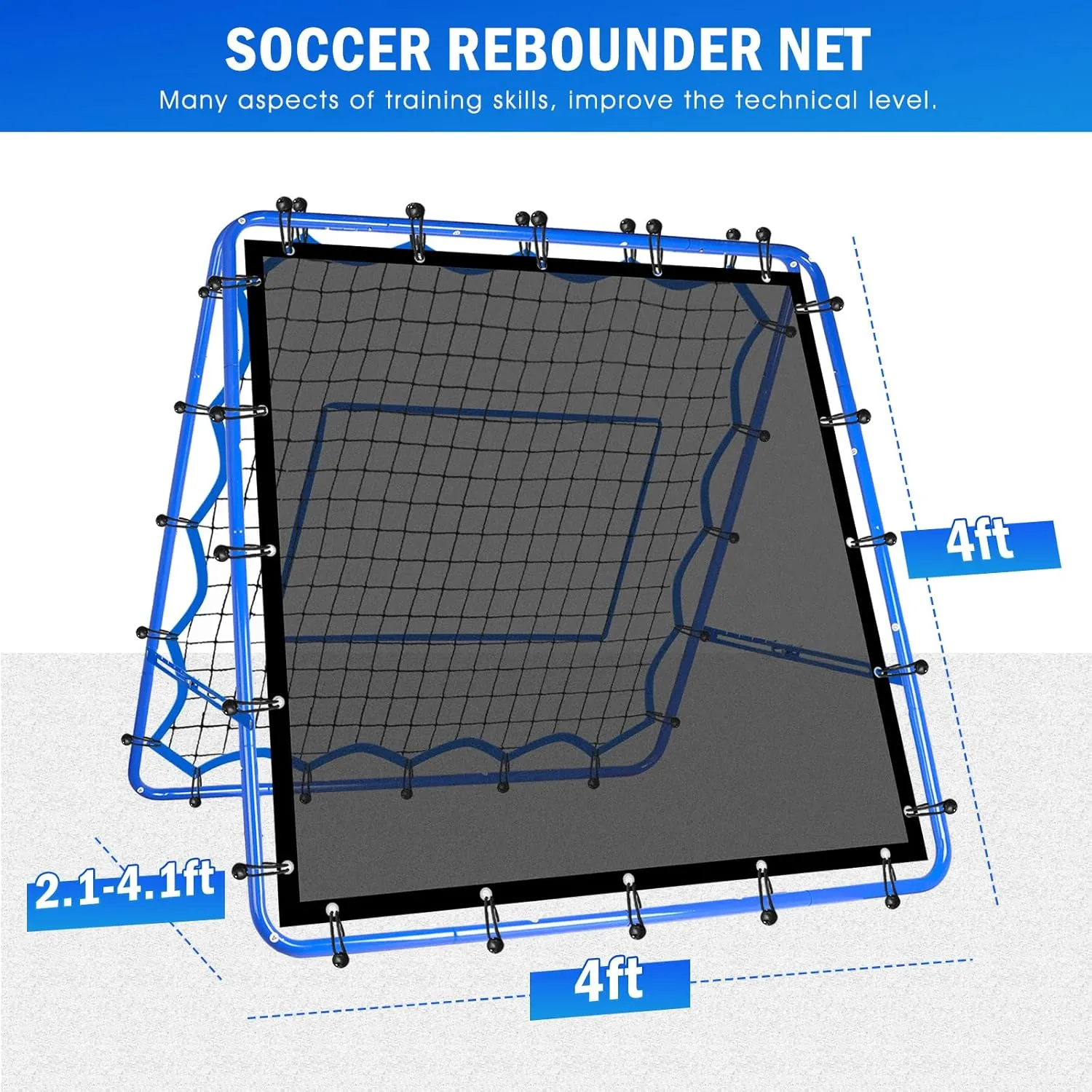 Dual-Sided Soccer Rebounder Net, Fast & Slow Rebound Speed Training for Control, Passing Practice, Easy Setup Baseball/Volleyball Rbounder Gifts Aids & Equipment for Kids,Teens & Adults