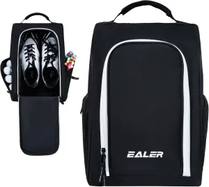 EALER GSB100 Golf Shoe Bag, Zippered Shoes Carrier Bags with Ventilation & Double Outside Pocket for Golf Balls, Socks, Tees, Valuables and Other Accessories